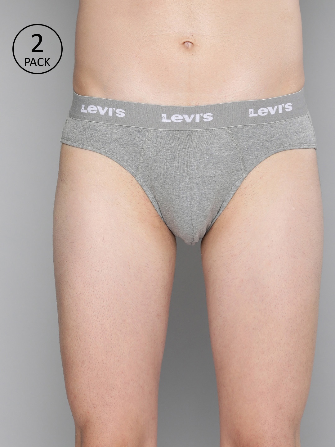 

Levis Men Smartskin Technology Cotton Trunks with Tag Free Comfort #002-BRIEF- Pack of 2, Grey