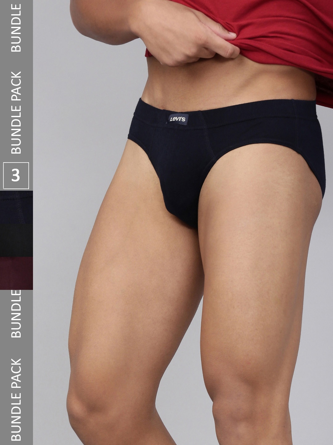 

Levis Men Pack of 3 Smartskin Technology Cotton Briefs with Tag Free Comfort -011-524, Black