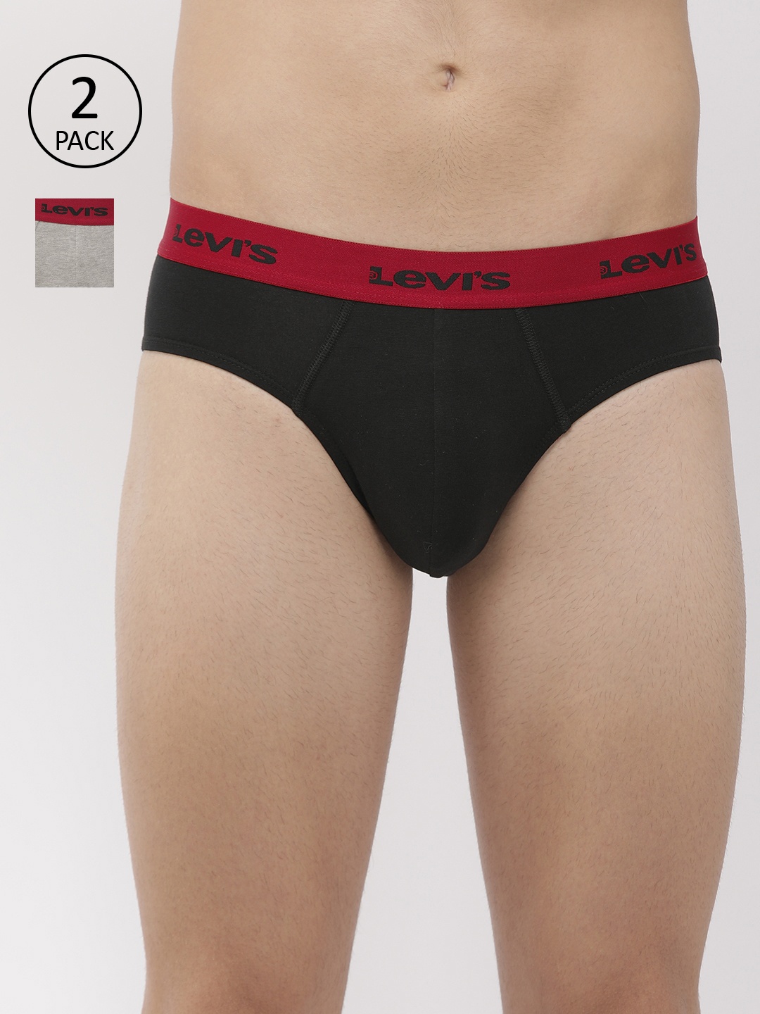 

Levis Men Pack of 2 Solid Briefs BF-200SF-2PK, Black