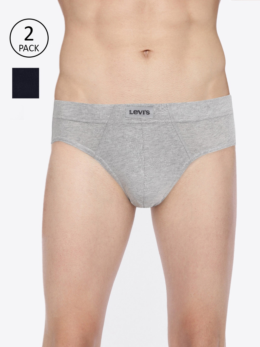 

Levi's 011 Pack of 3 Comfort Brief for Men, Comfort & Smartskin Technology, Grey melange