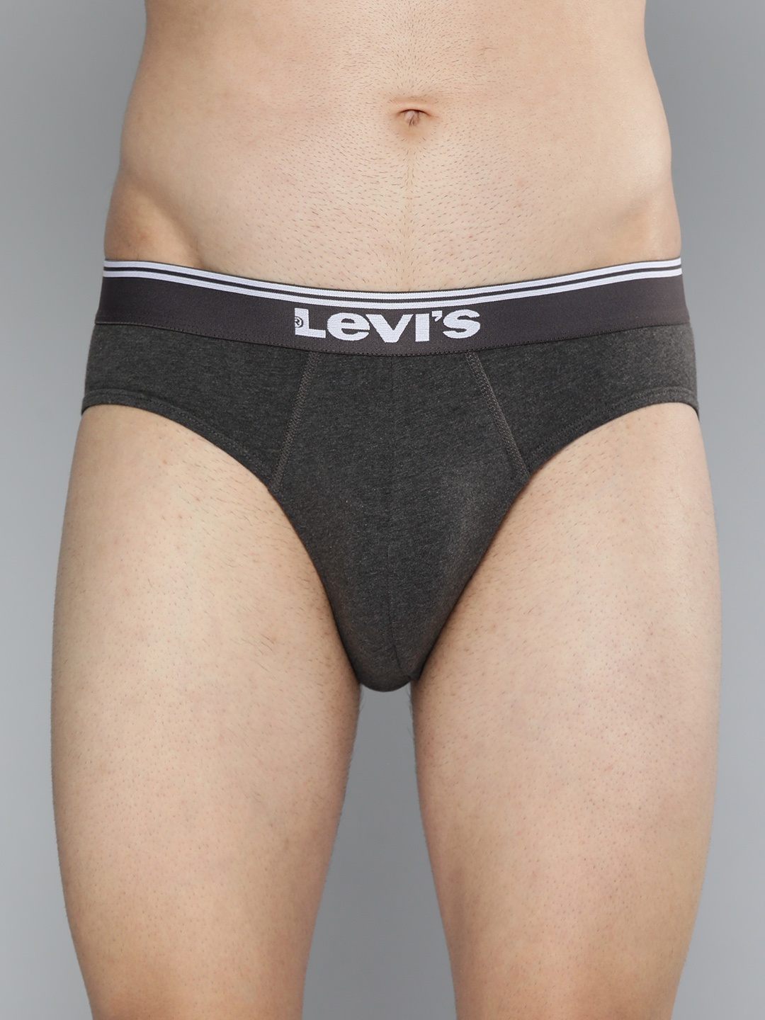 

Levis Men Charcoal Solid Pure Cotton Brief BF-100CA-1PK-STYLE-002