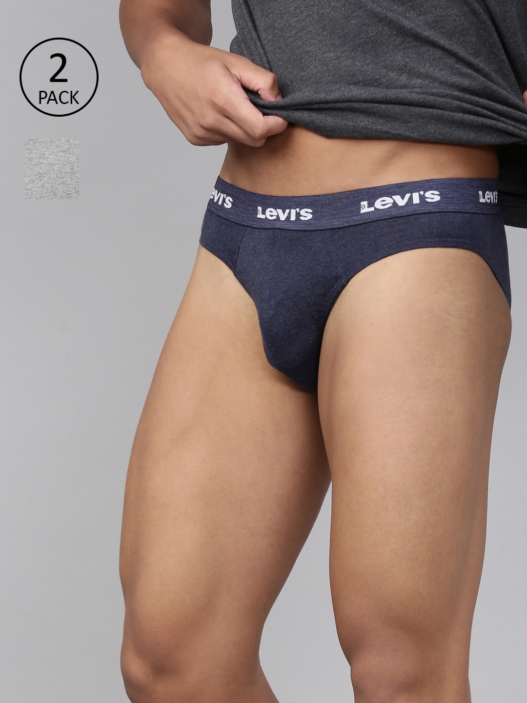 

Levi's 009 Pack of 2 Mens Neo Brief Comfort & Smartskin Technology, Grey melange