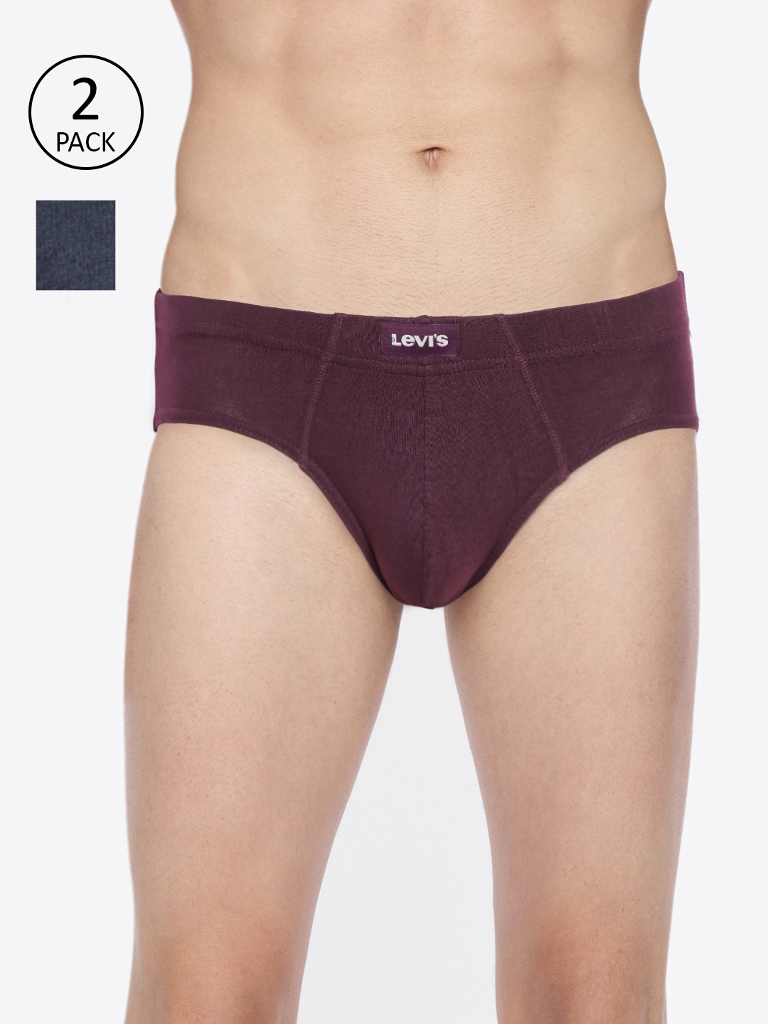 

Levis Men Pack Of 2 Anti Microbial Basic Brief #011-BRIEF-NMEL/WINE-P2, Navy blue