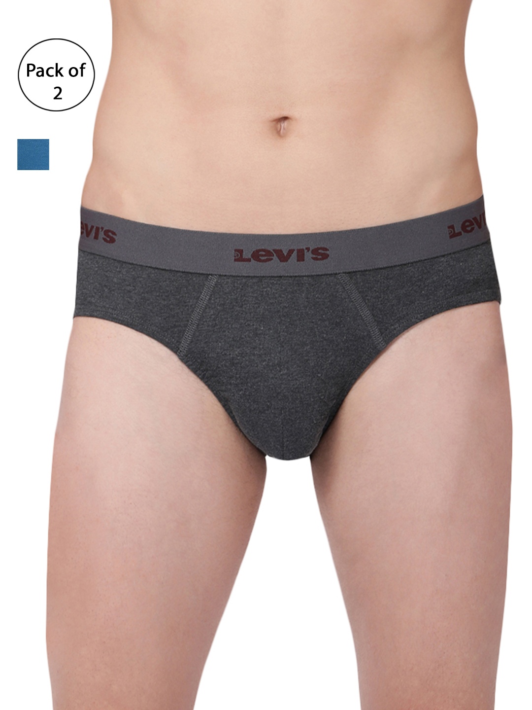 

Levis Men Pack of 2 Solid Briefs BF-100CA-2PK, Grey
