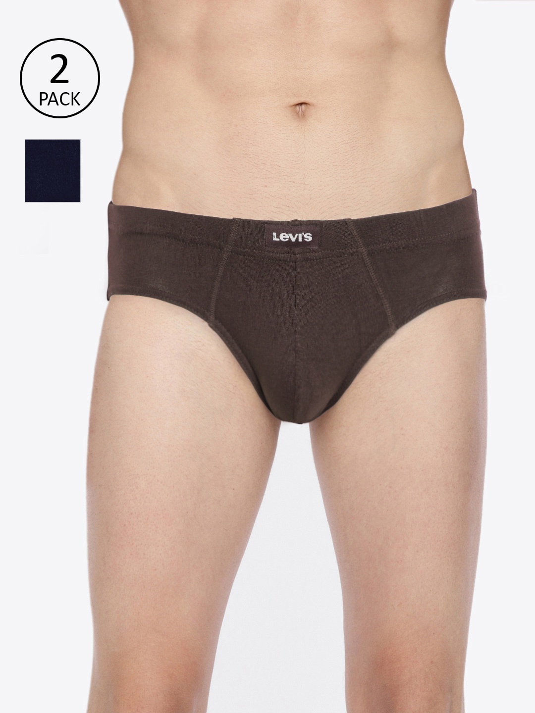 

Levis Men Pack of 2 Solid Briefs BF-100CA-2PK-STYLE-011-387, Navy blue