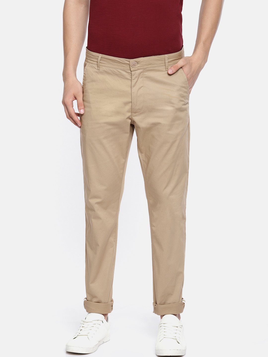 

Being Human Men Khaki Slim Fit Solid Chinos