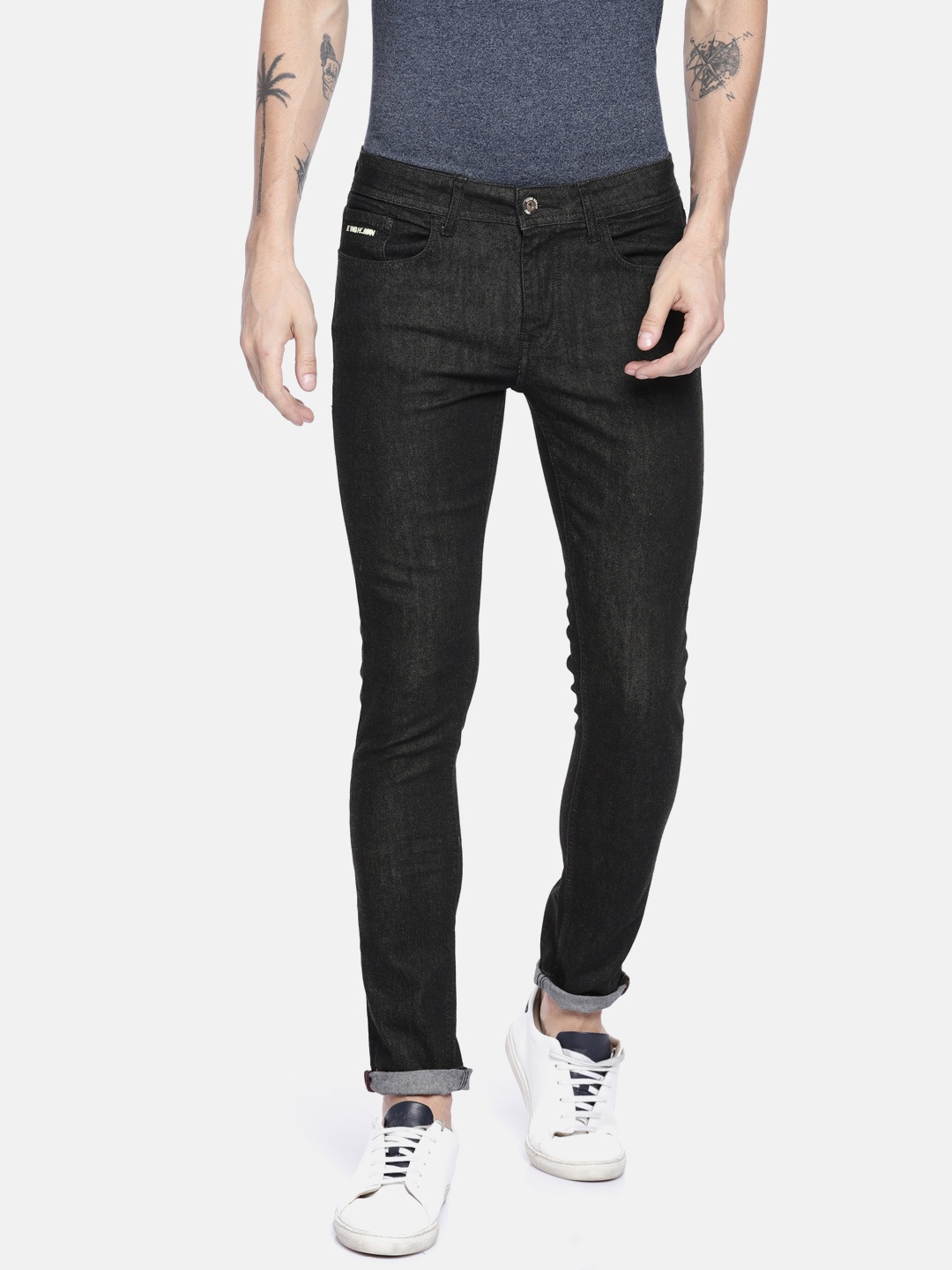 

Being Human Clothing Men Black Skinny Fit Mid-Rise Clean Look Stretchable Jeans