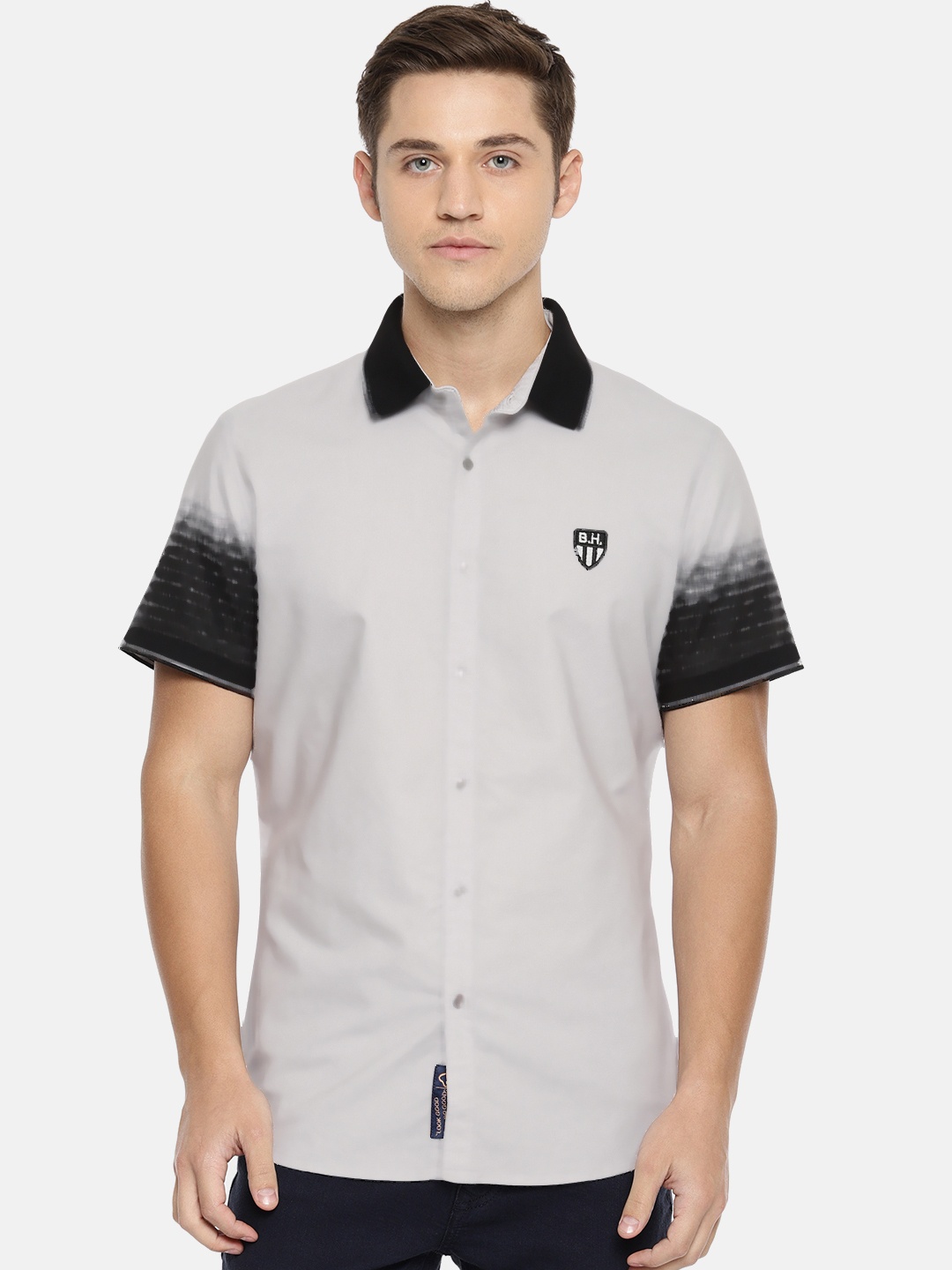 

Being Human Clothing Men Grey Slim Fit Solid Casual Shirt