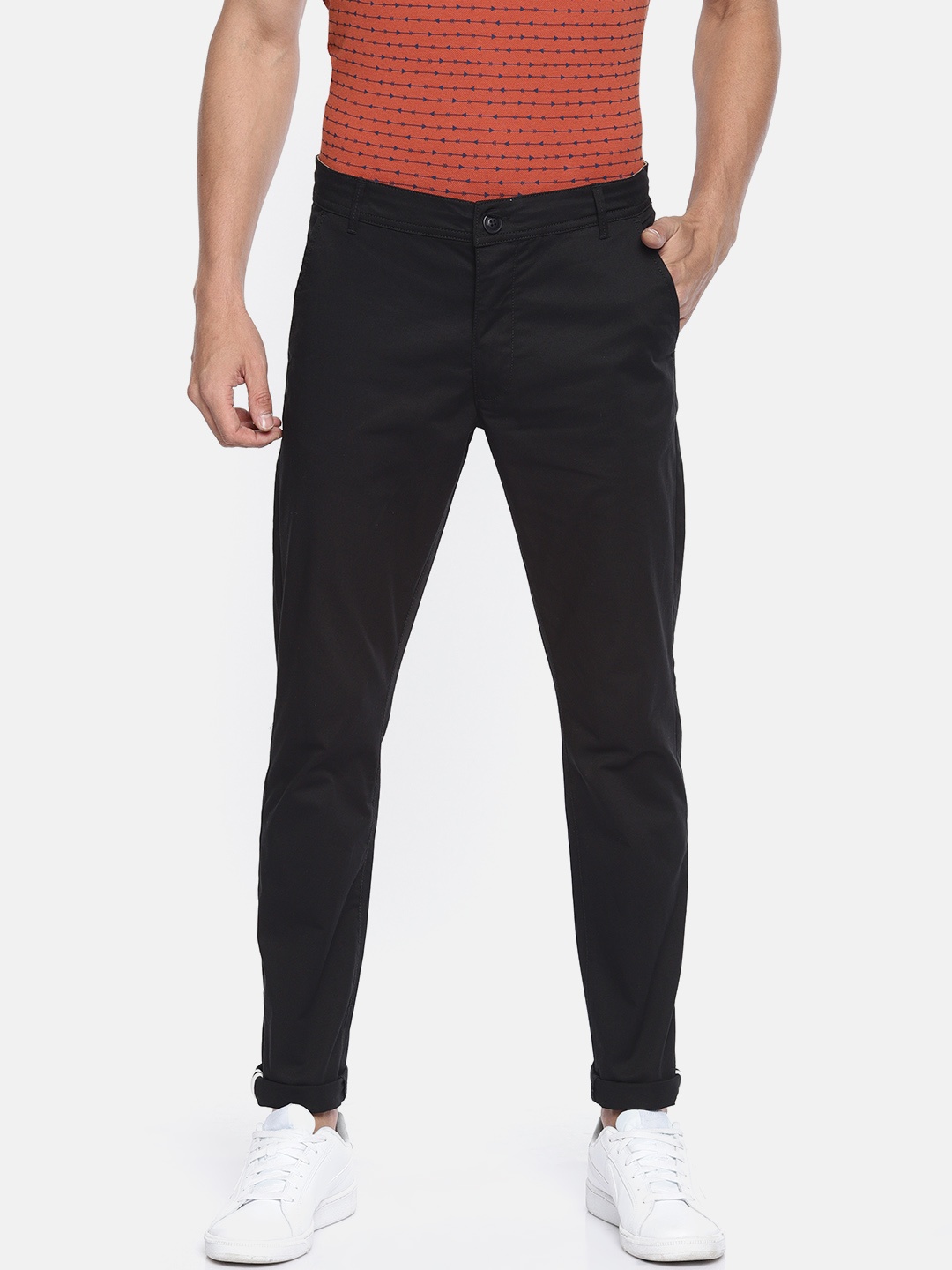 

Being Human Clothing Men Black Slim Fit Solid Chinos