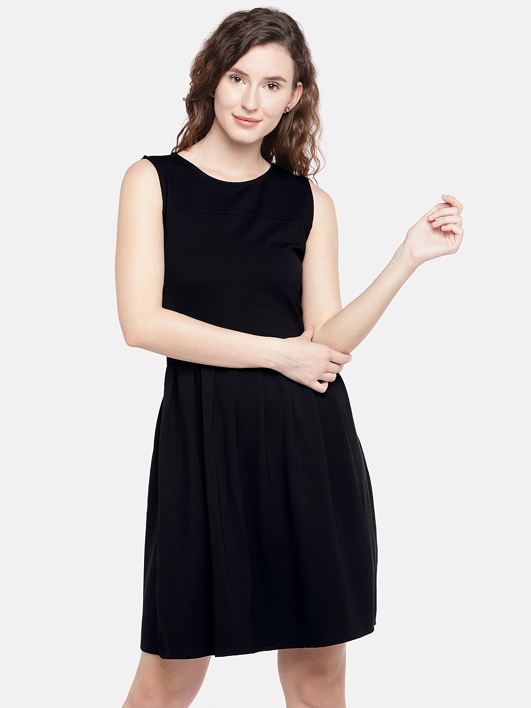 

Globus Women Black Solid A-Line Dress