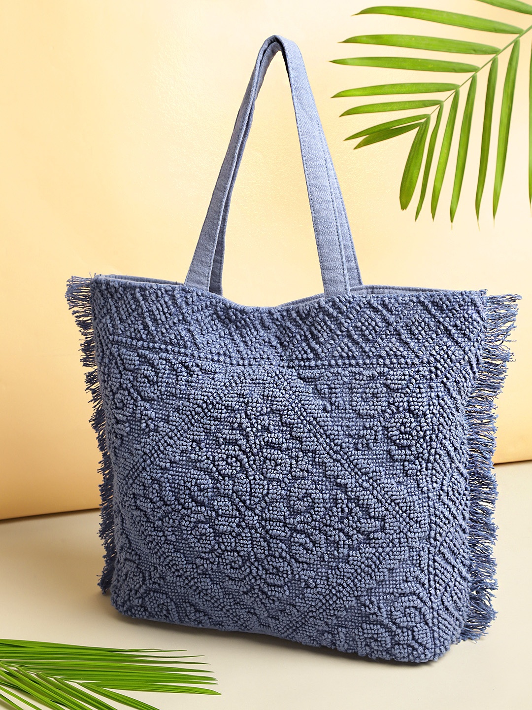 

ALII AND ALIIZEY Blue Self-Design Tote Bag