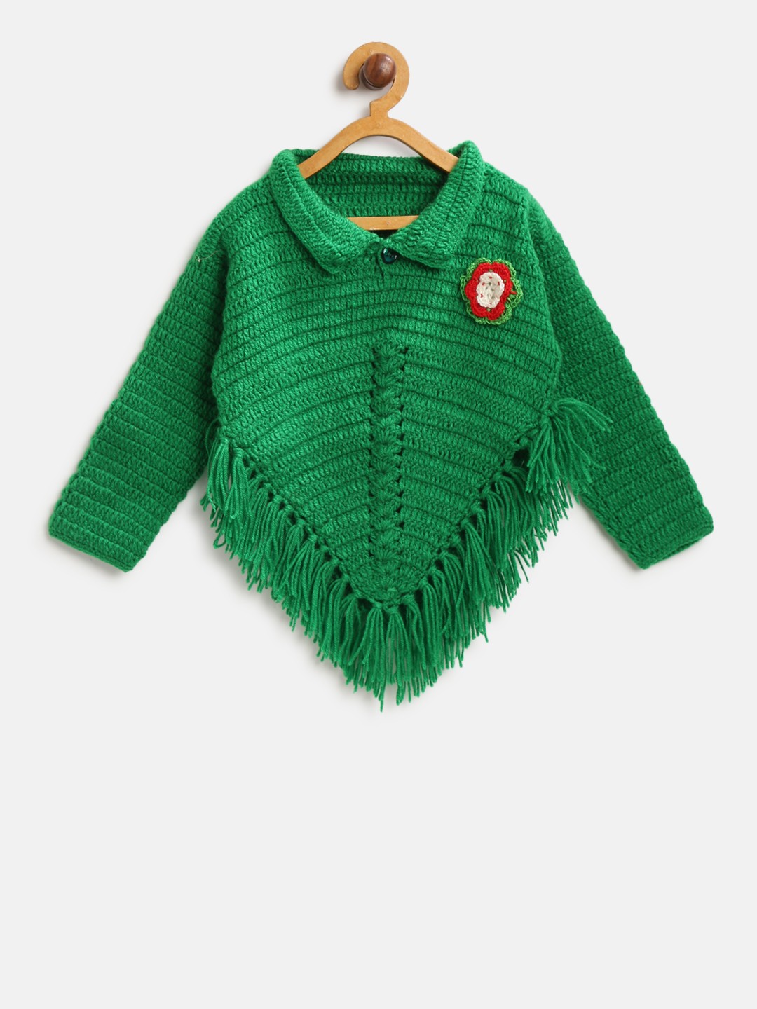 

CHUTPUT Girls Green Self Design Poncho