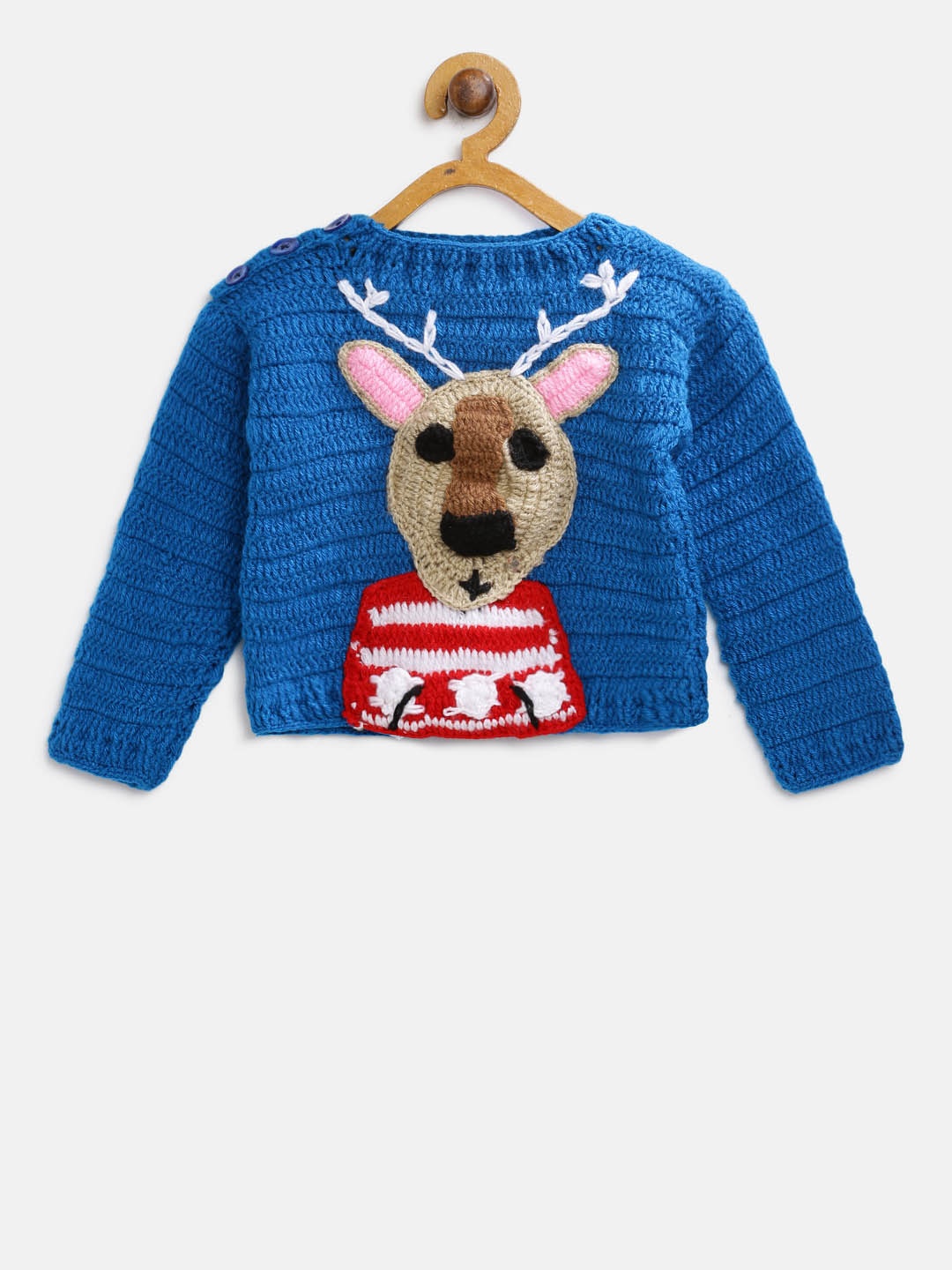 

CHUTPUT Kids Blue Woollen Applique Sweater