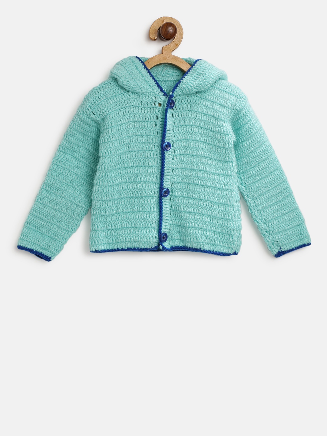 

CHUTPUT Kids Sea Green Solid Hooded Cardigan