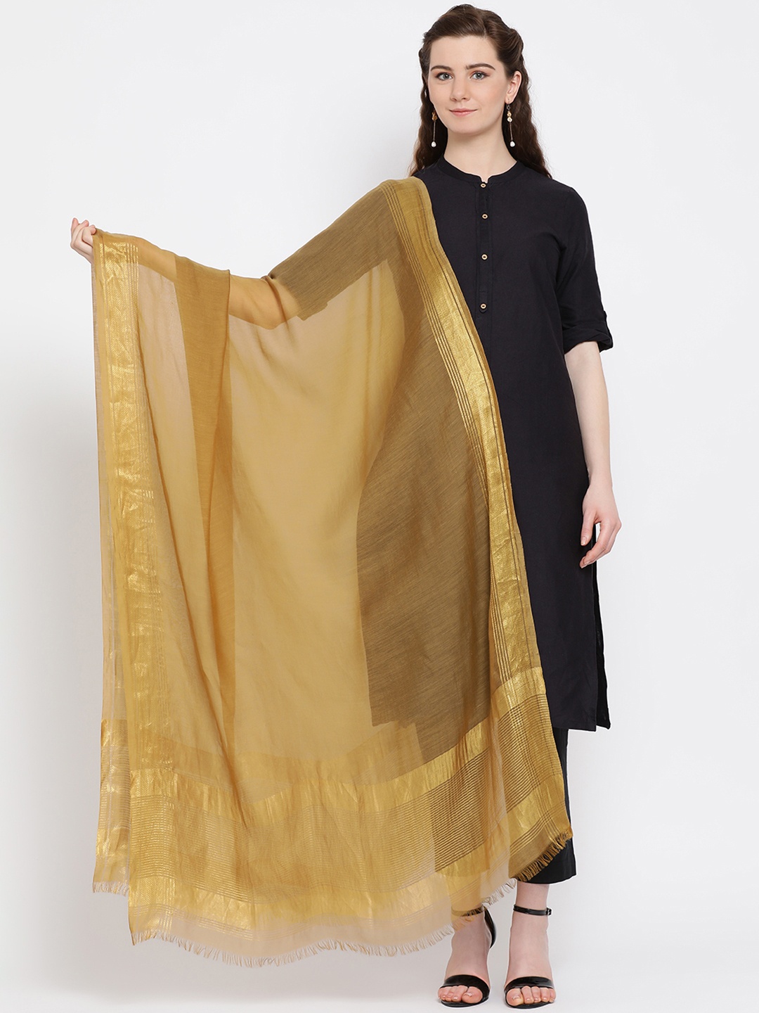 

SHINGORA Gold-Toned Solid Antimicrobial Dupatta