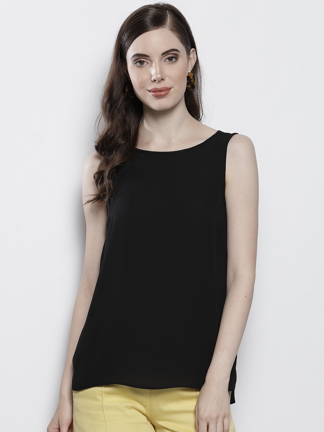 

DOROTHY PERKINS Women Black Solid Styled Back Top