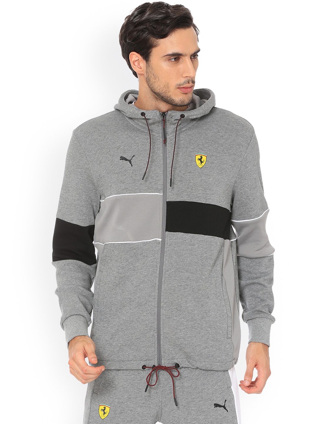 

PUMA Motorsport Men Grey SF Medium Hooded Sweat Track Jacket