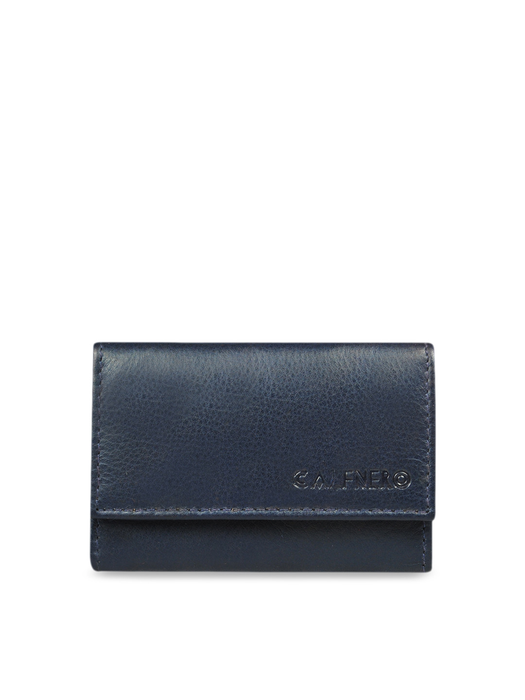 

CALFNERO Unisex Blue Solid Genuine Leather Card Holder