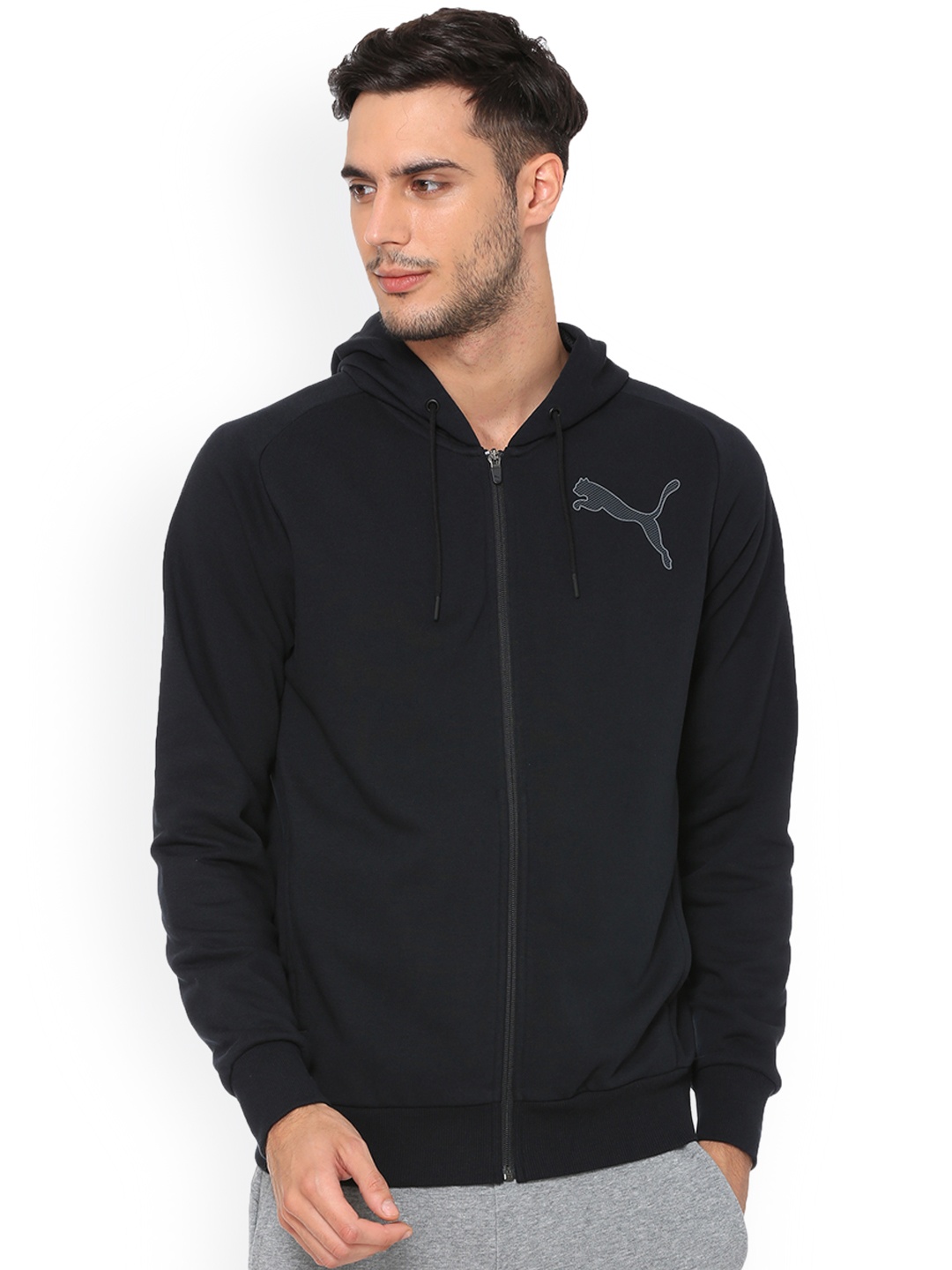 

Puma Men Black Solid Active P48 Modern Sports Zip-Up Hooded Sweat Jacket