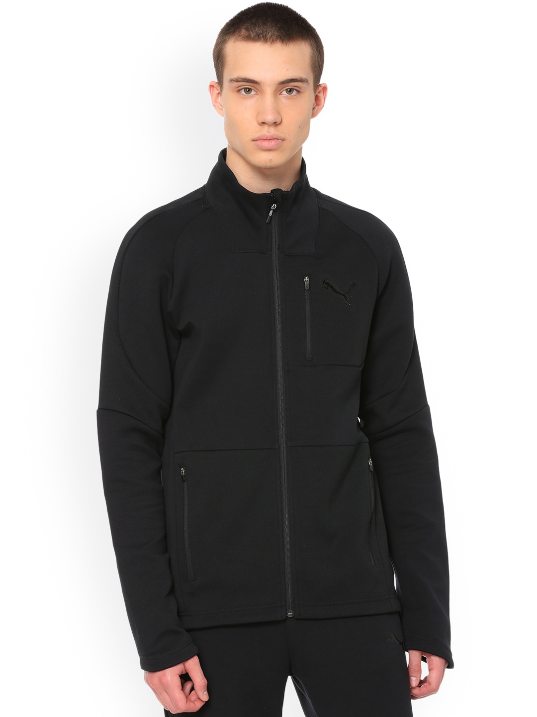 

Puma Men Black Solid Sporty Evostripe Track Jacket