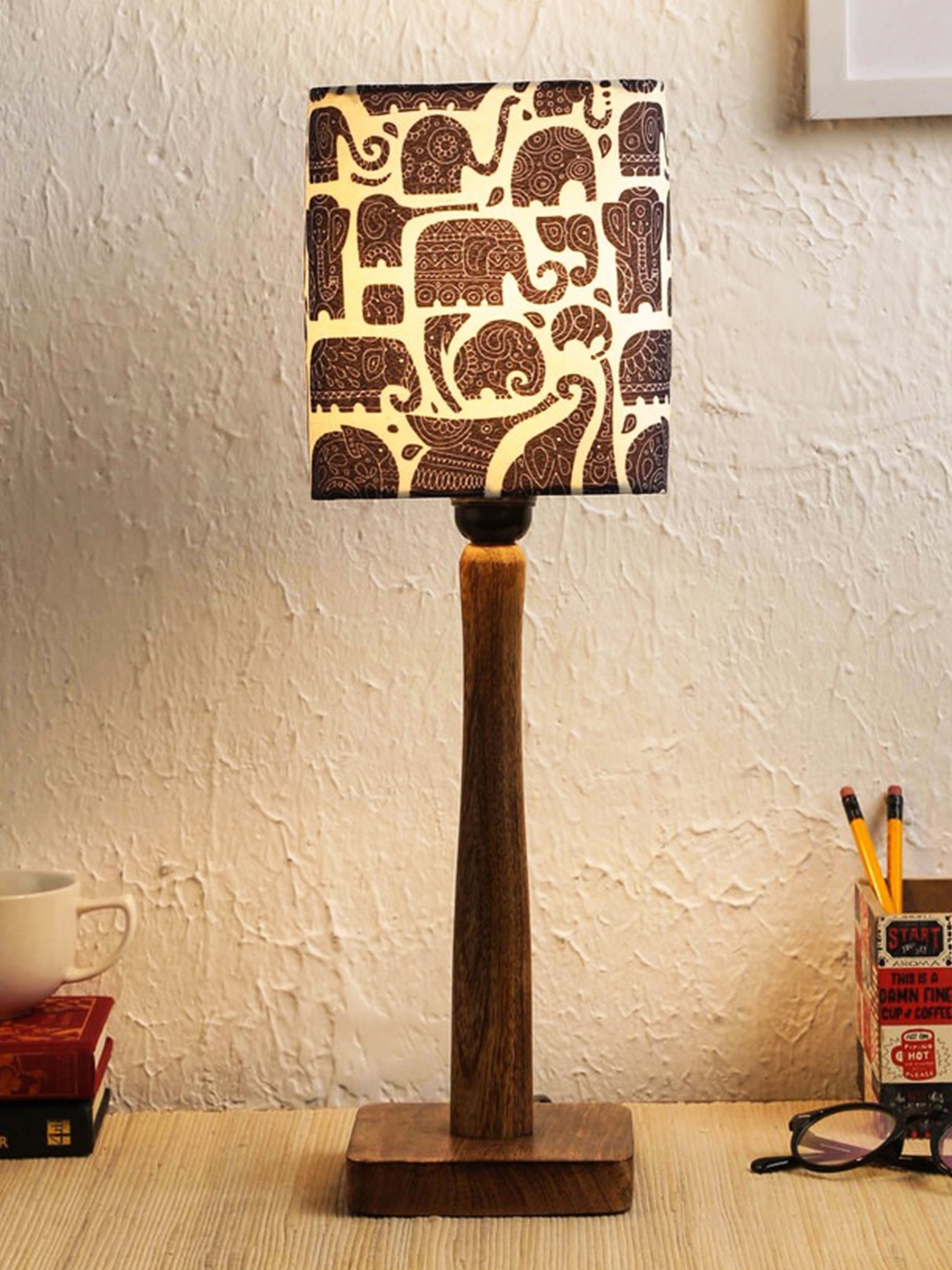 

green girgit Brown Buffet Table Lamp with Shade
