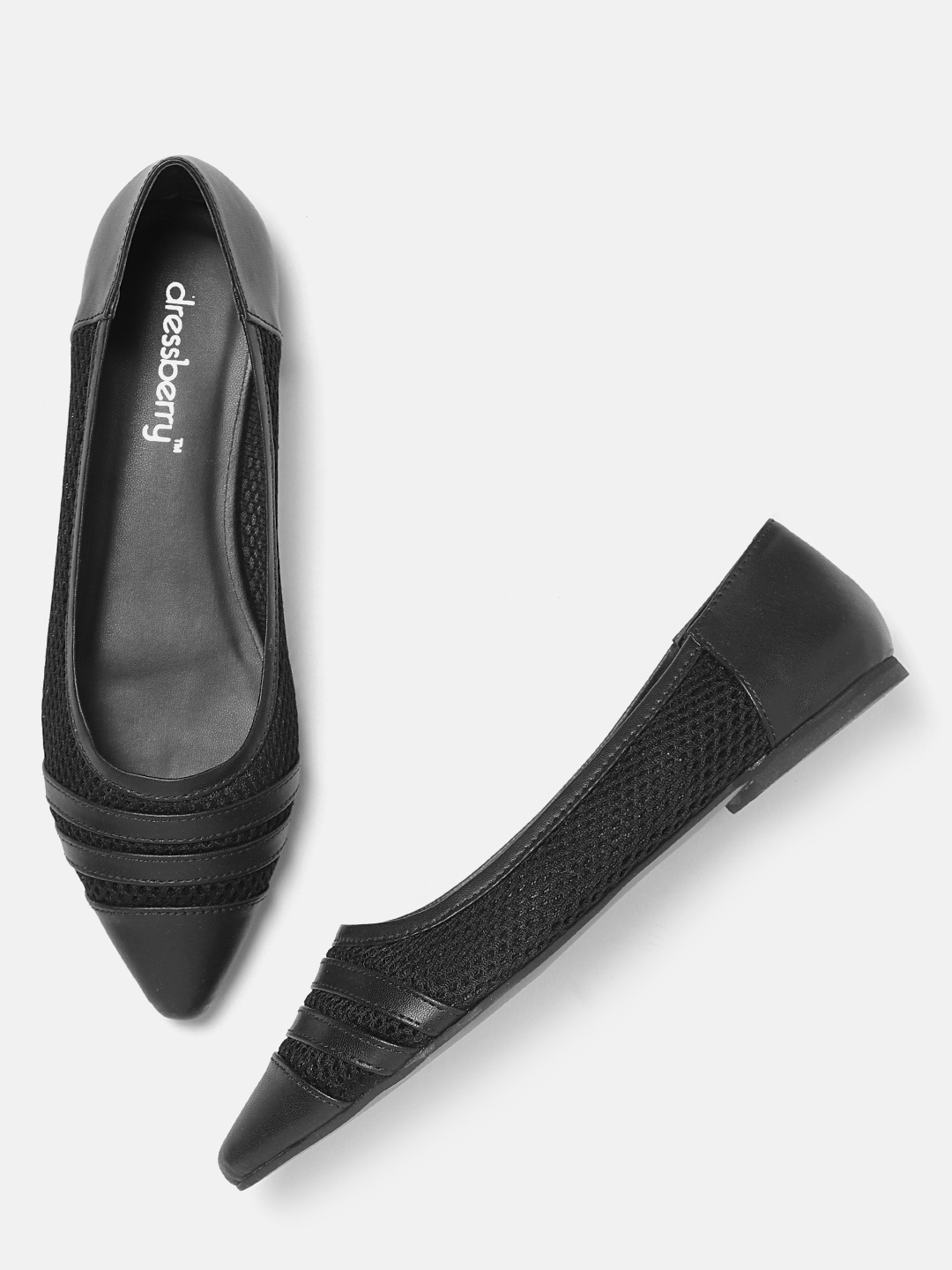 

DressBerry Women Black Mesh Ballerinas