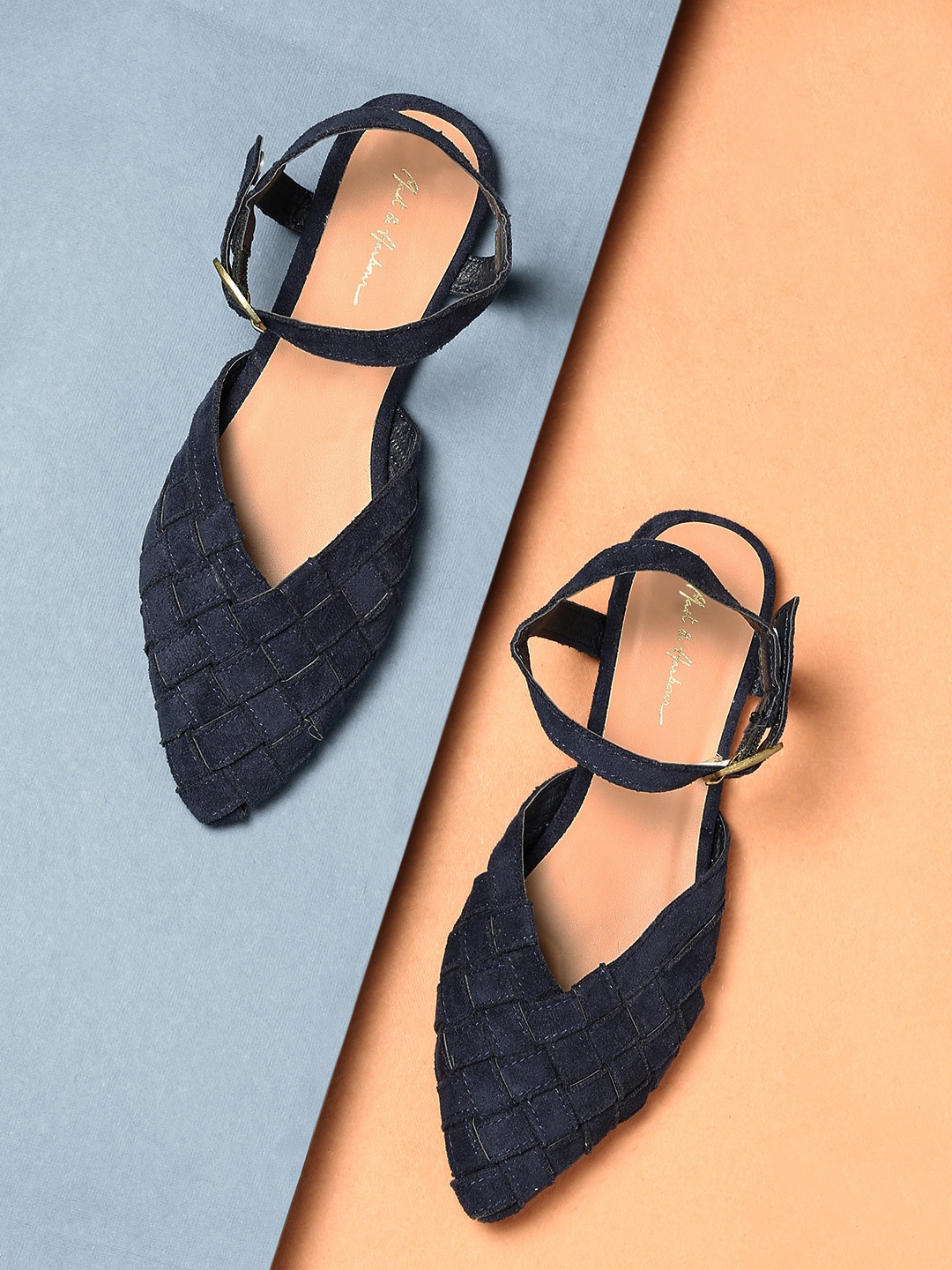

Mast & Harbour Women Navy Blue Basketweave Flats