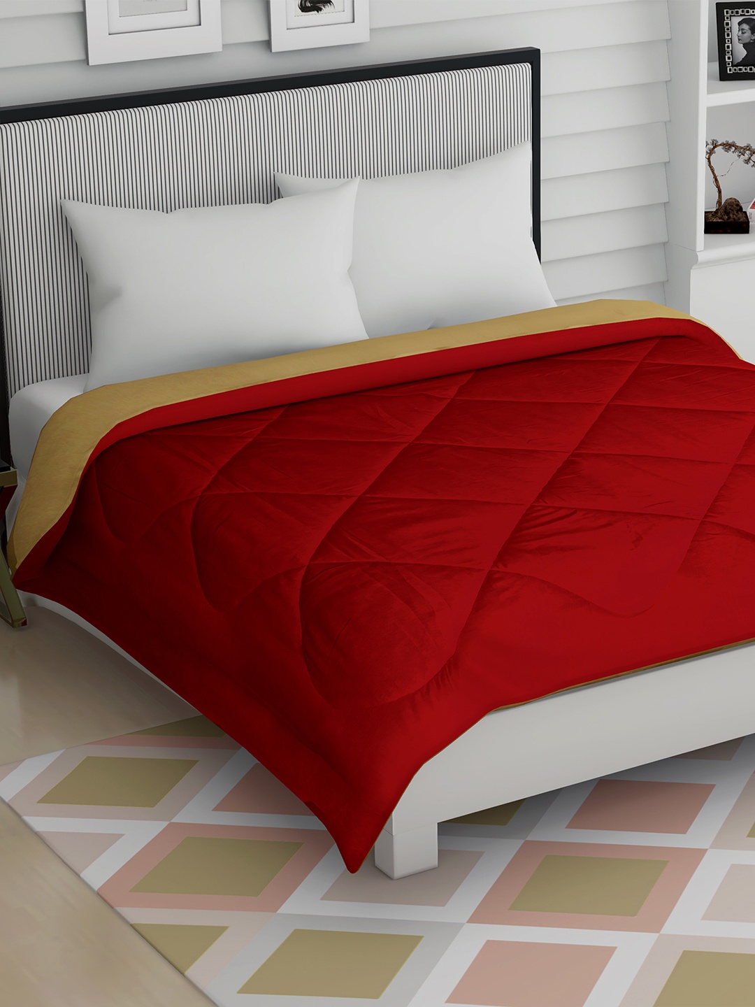 

Story@home Red Beige Solid AC Room 200 GSM Double Bed Comforter
