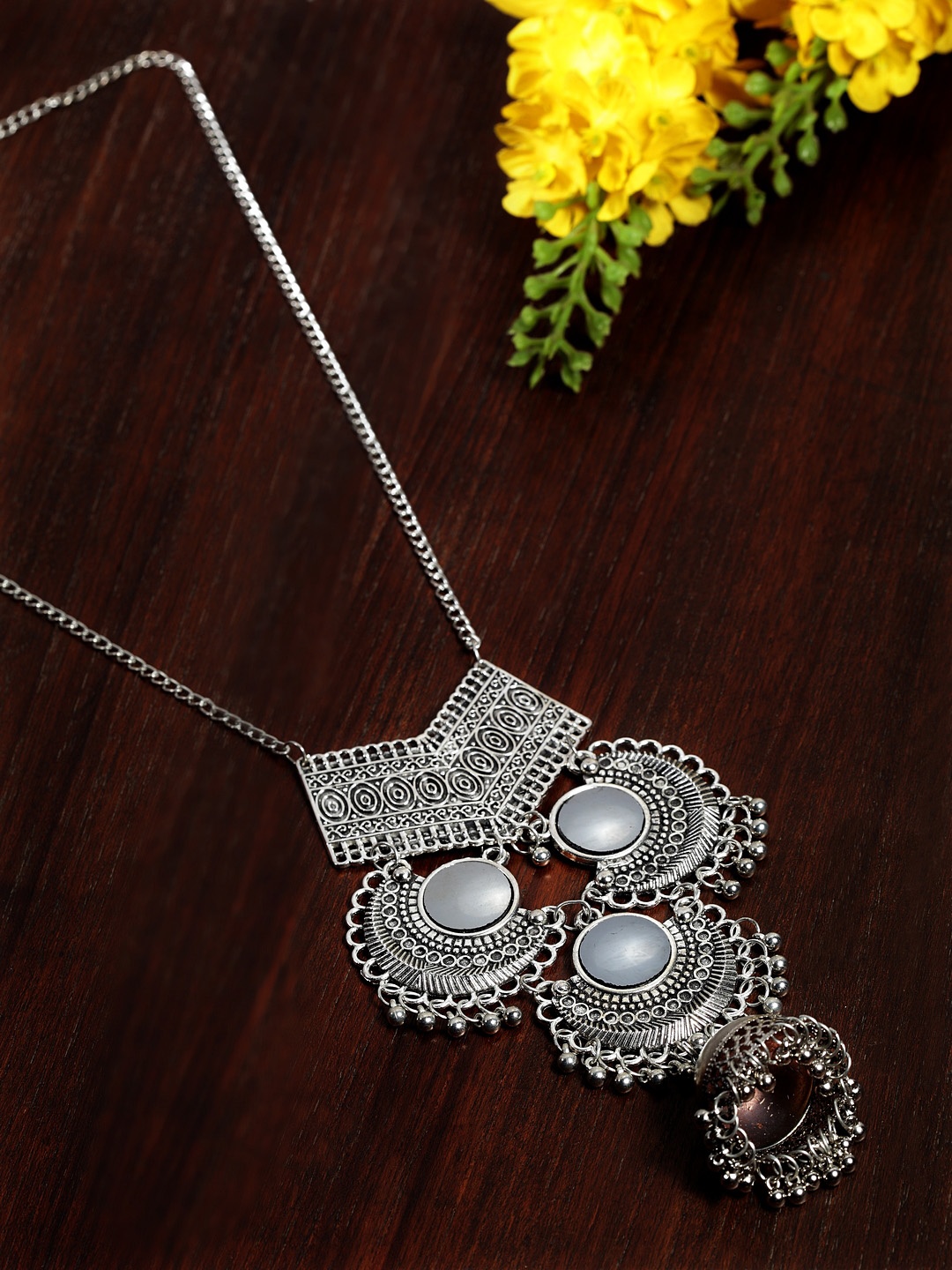 

Moedbuille Silver-Toned German Silver Oxidised Necklace