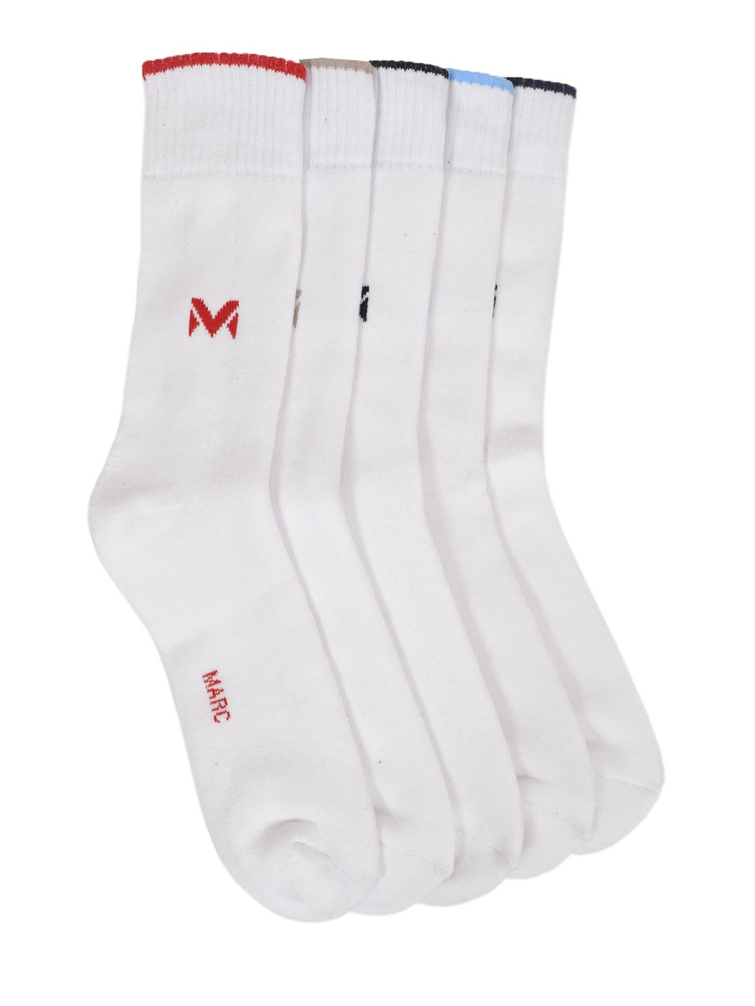 

MARC Men Pack of 5 Solid Calf-Length socks, White