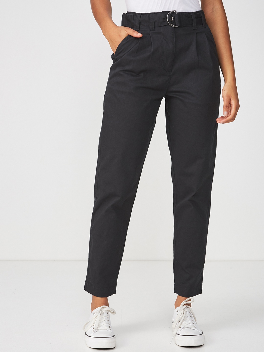 

COTTON ON Women Black Loose Fit Solid Regular Trousers