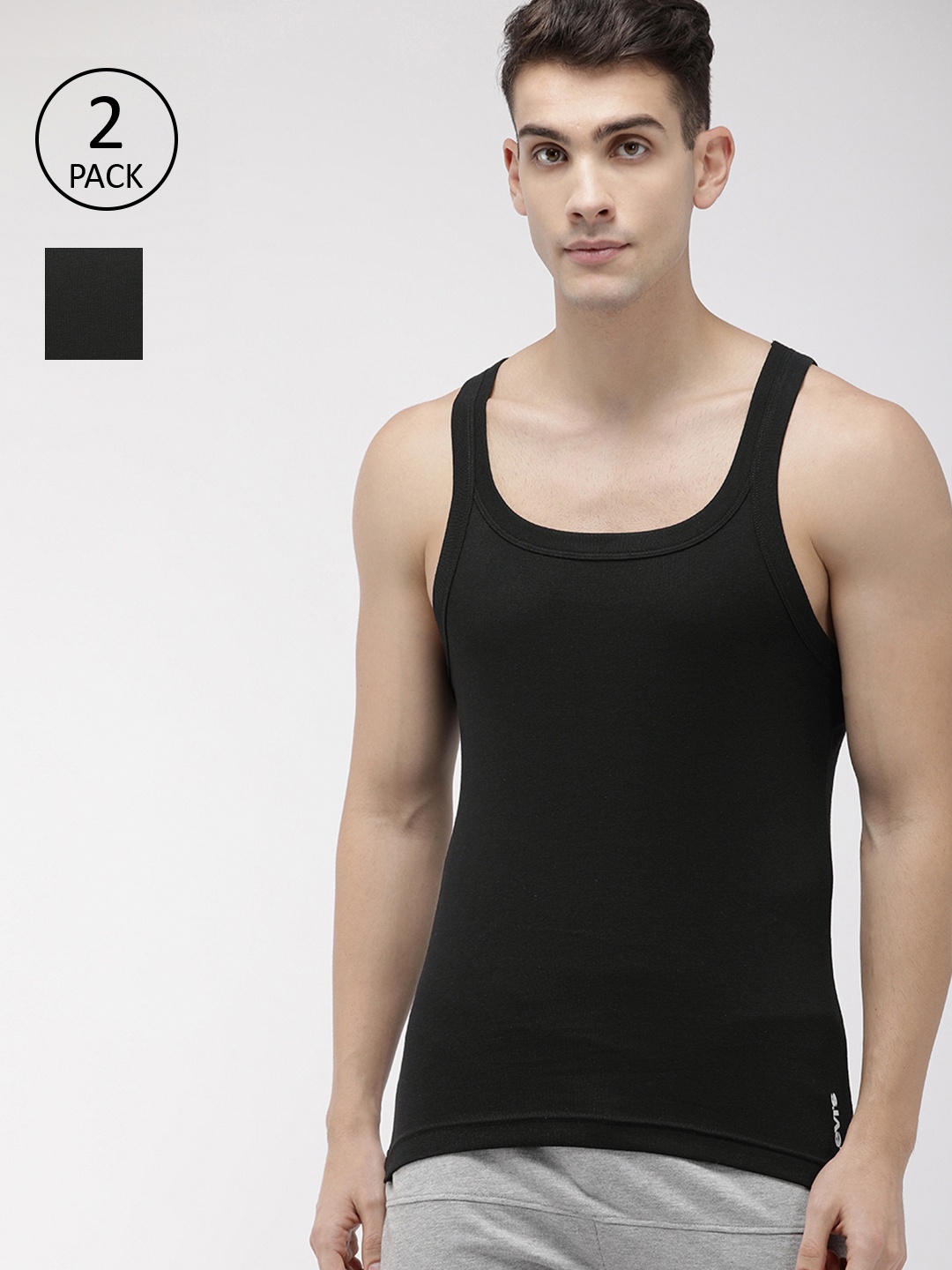 

Levis Pack of 2 Black Solid Basic Innerwear Vest VT-100CA-2PK-STYLE-015-435