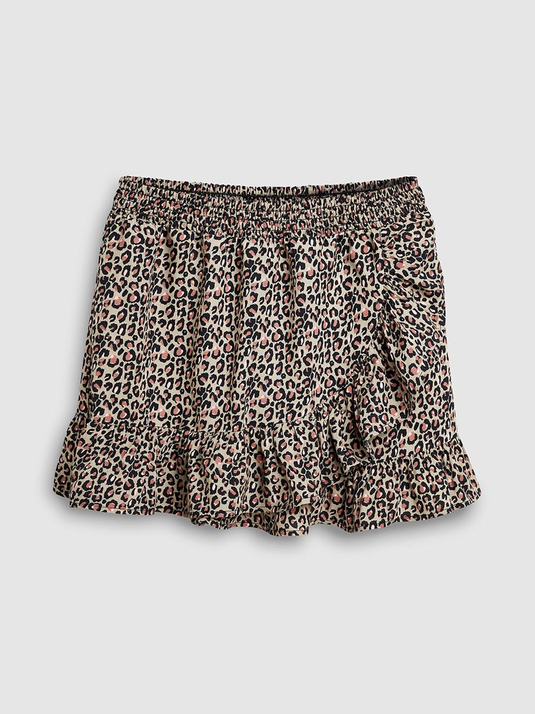 

next Girls Brown & Black Printed Wrap Skirt