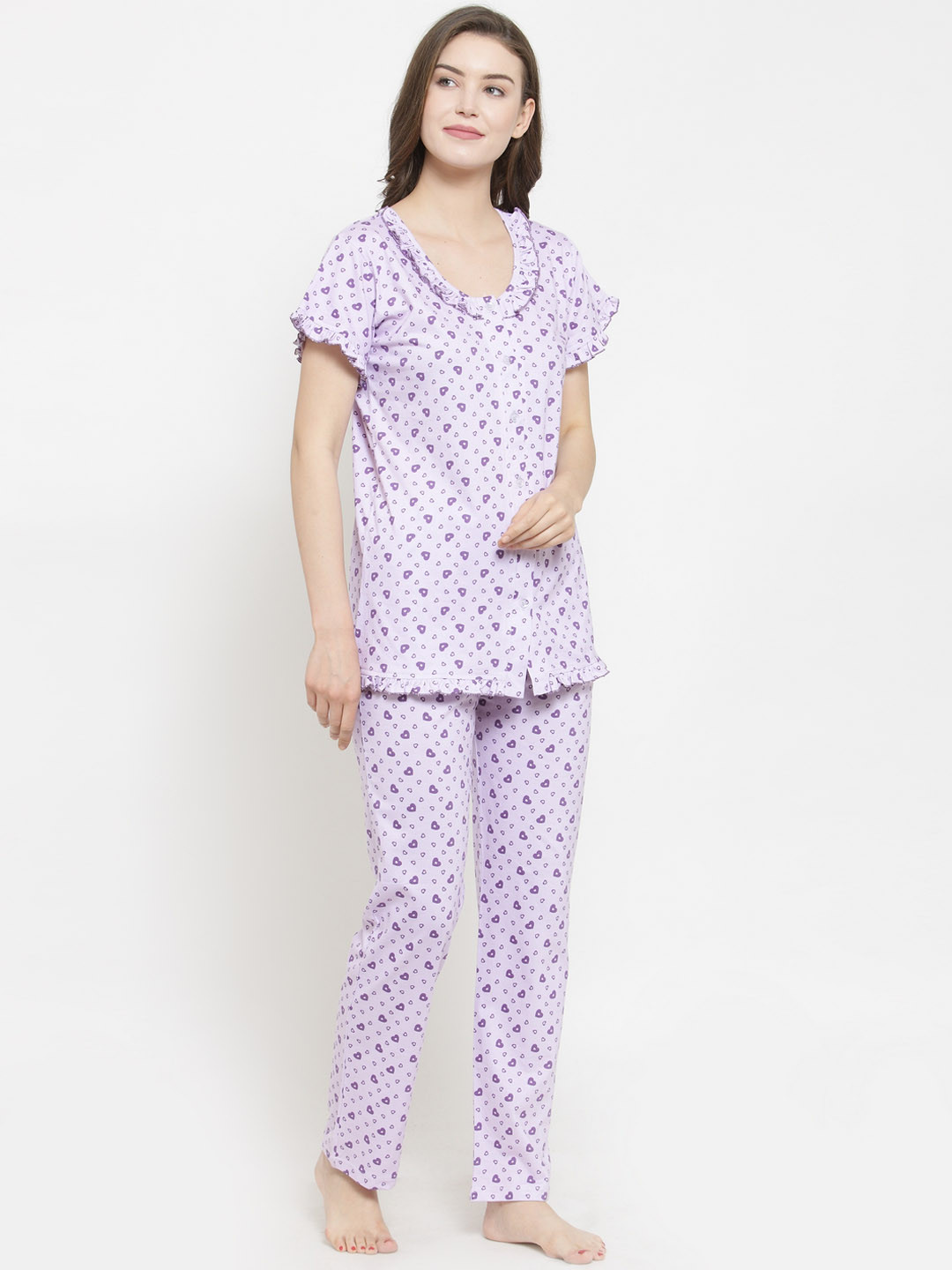 

Claura Women Mauve Printed Night suit