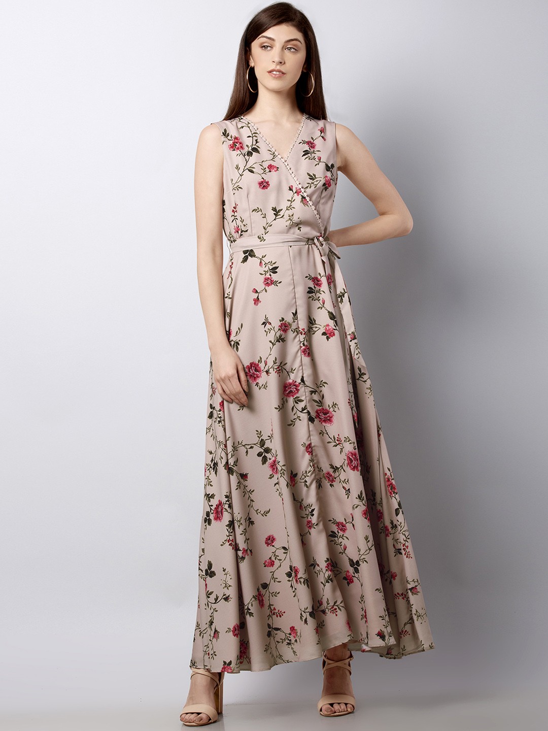 

FabAlley Women Pink Printed Maxi Dress