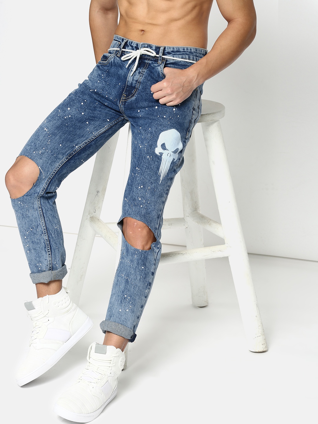 

Kook N Keech Men Blue Skinny Fit Mid-Rise Highly Distressed Stretchable Jeans