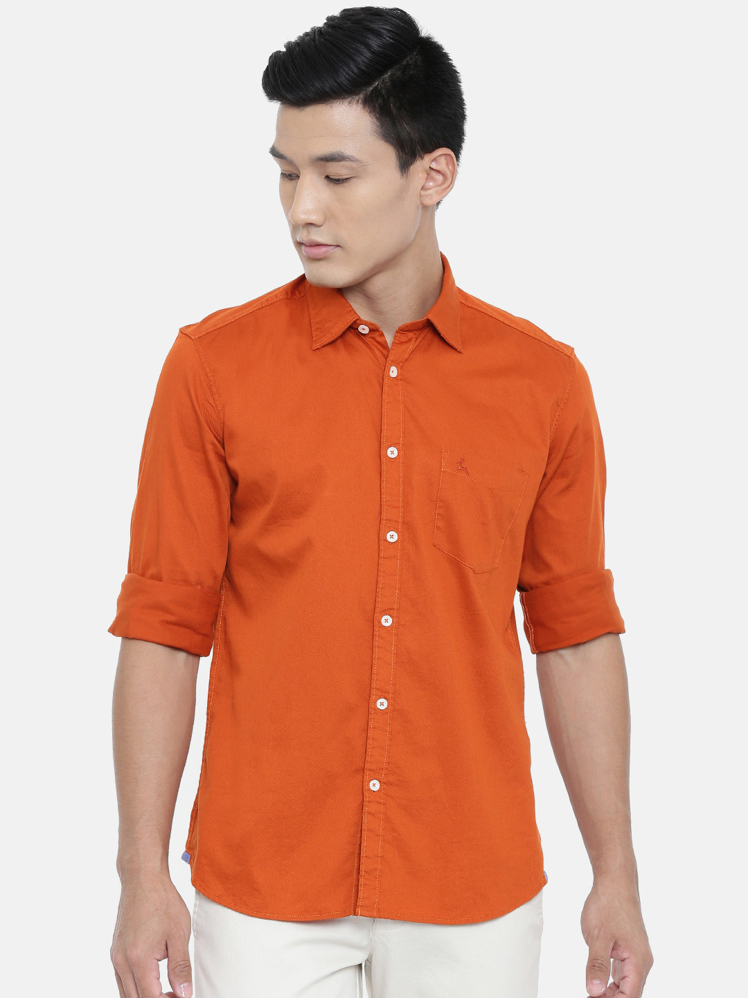 

Parx Men Orange Slim Fit Solid Casual Shirt