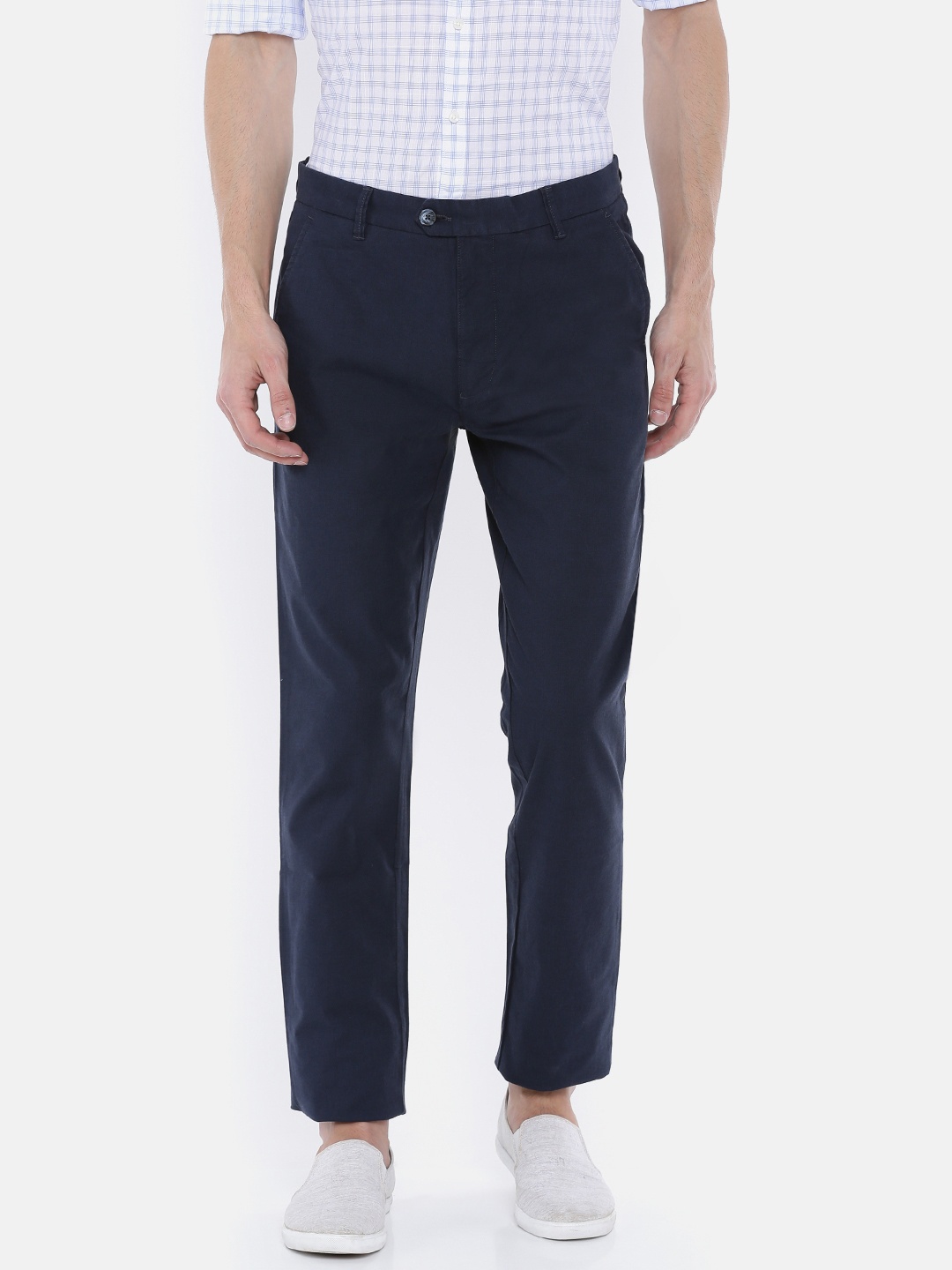 

Parx Men Navy Blue Slim Fit Solid Regular Trousers