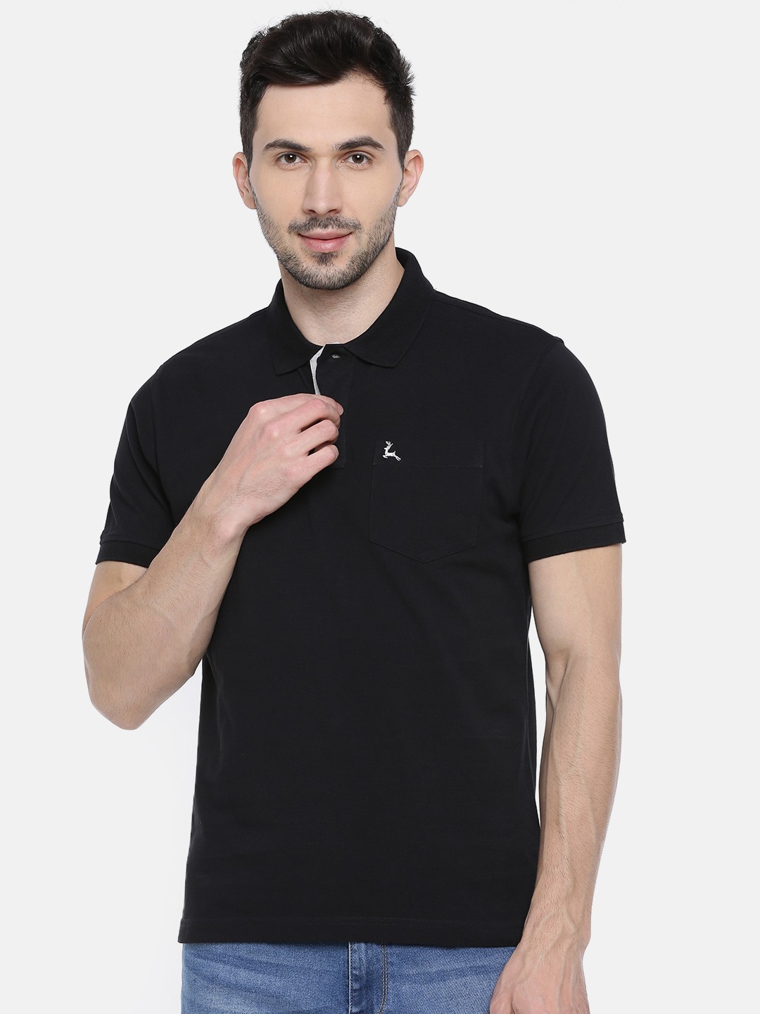 

Parx Men Black Solid Polo Collar Pure Cotton T-shirt