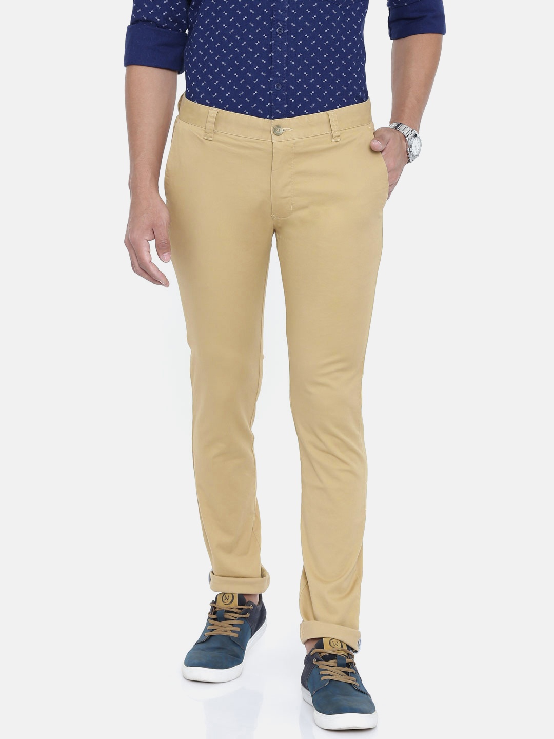 

Parx Men Khaki Austin Super Slim Fit Solid Regular Trousers