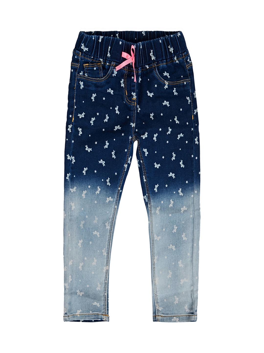 

Tales & Stories Girls Blue Slim Fit Printed Jeggings