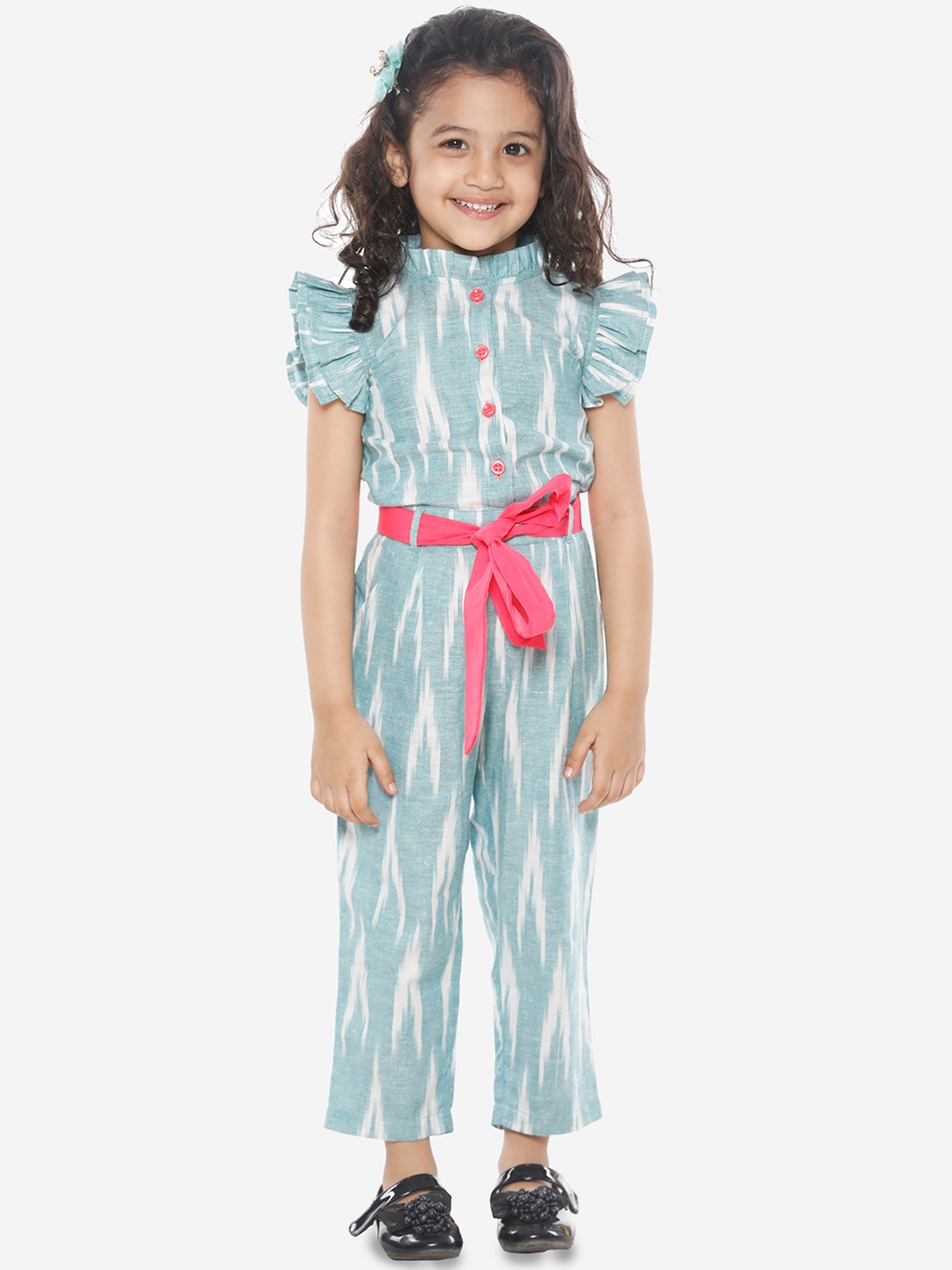 

LilPicks Green Printed Basic Jumpsuit