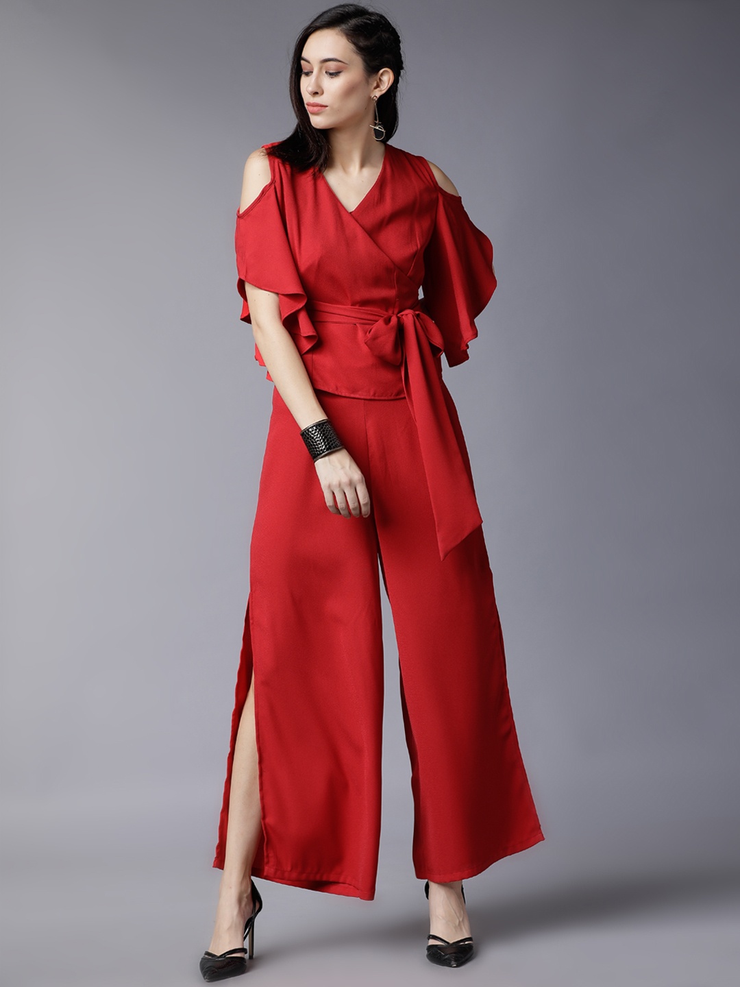 

Tokyo Talkies Women Red Solid Top with Trousers