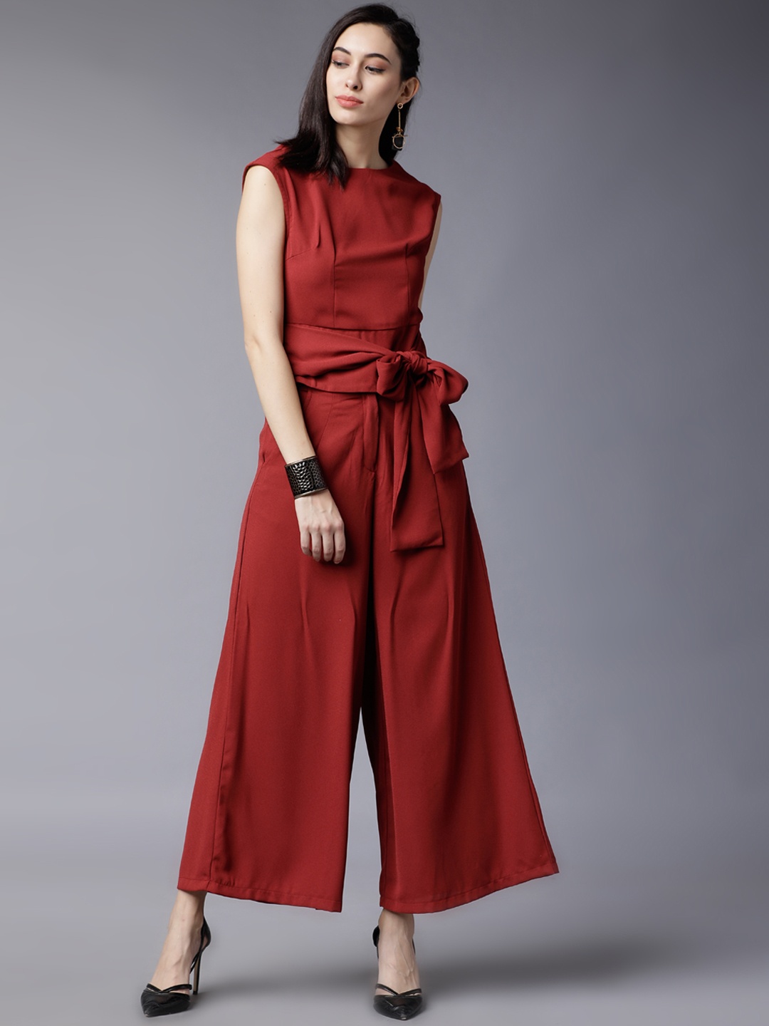 

Tokyo Talkies Women Maroon Solid Top with Trousers