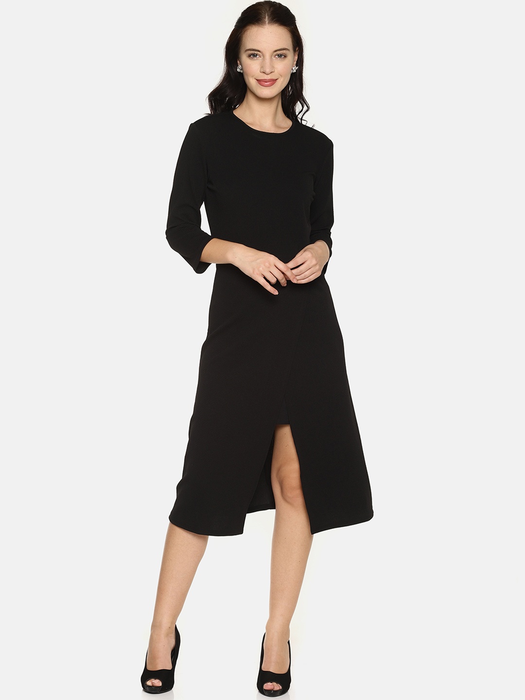 

AARA Women Black Solid Sheath Dress