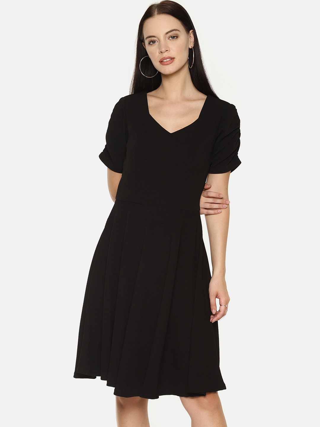 

AARA Women Black Solid Fit and Flare Dress