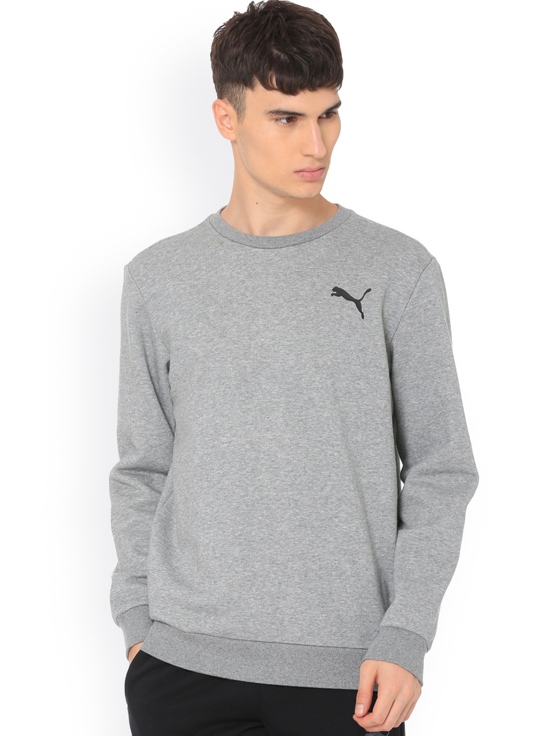 

Puma Men Grey Solid ESS Logo Crew Sweat FL Sweatshirt