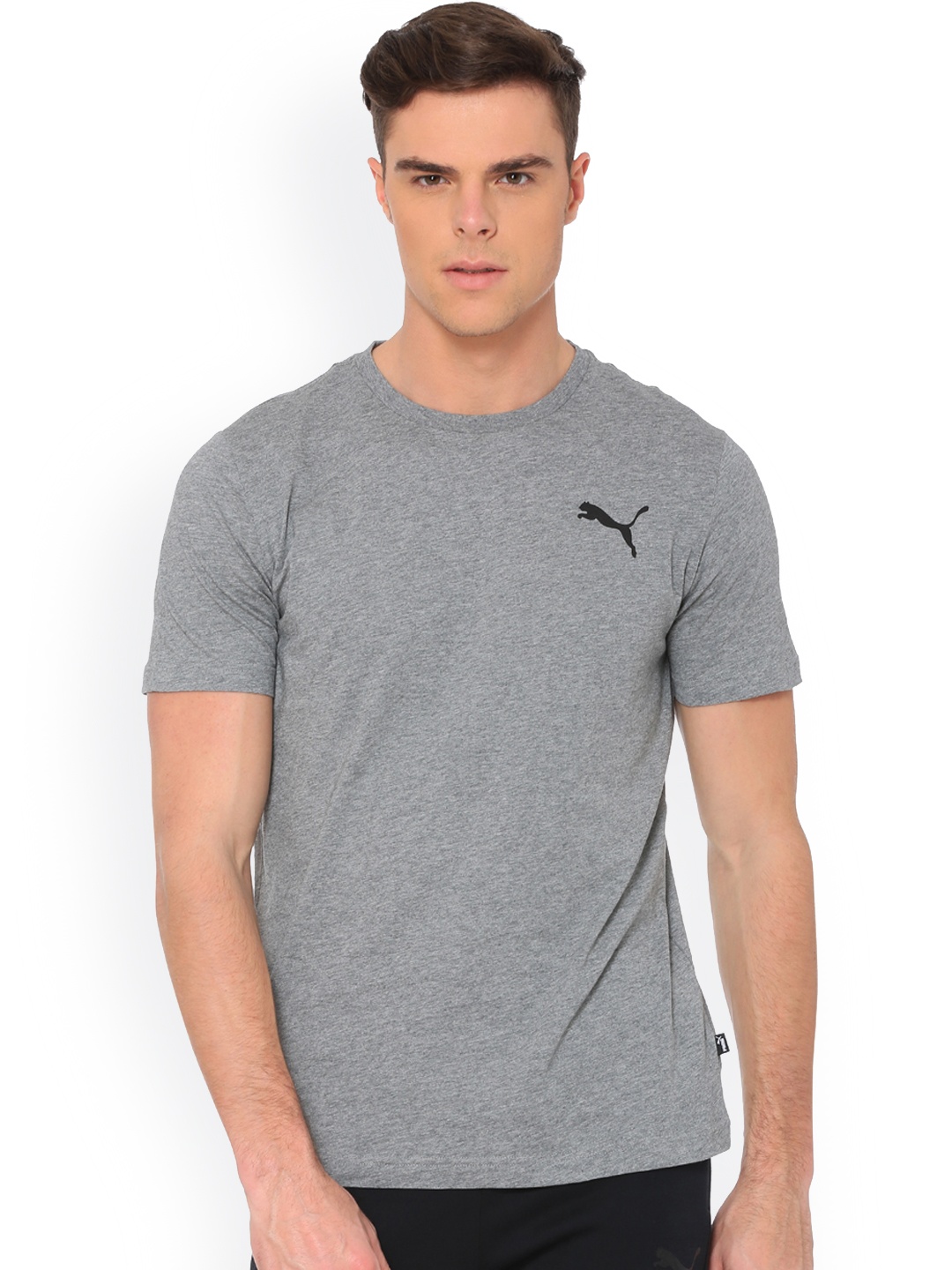 

Puma Men Grey Solid Essentials Round Neck T-shirt