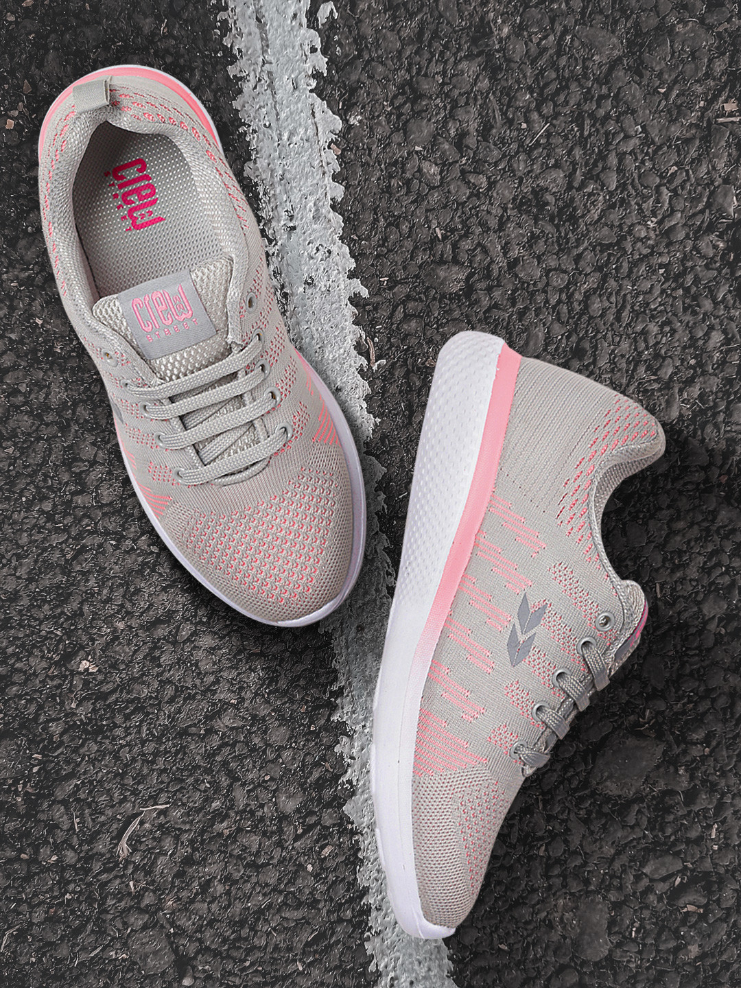 

Crew STREET Women Grey Woven Design Running Shoes