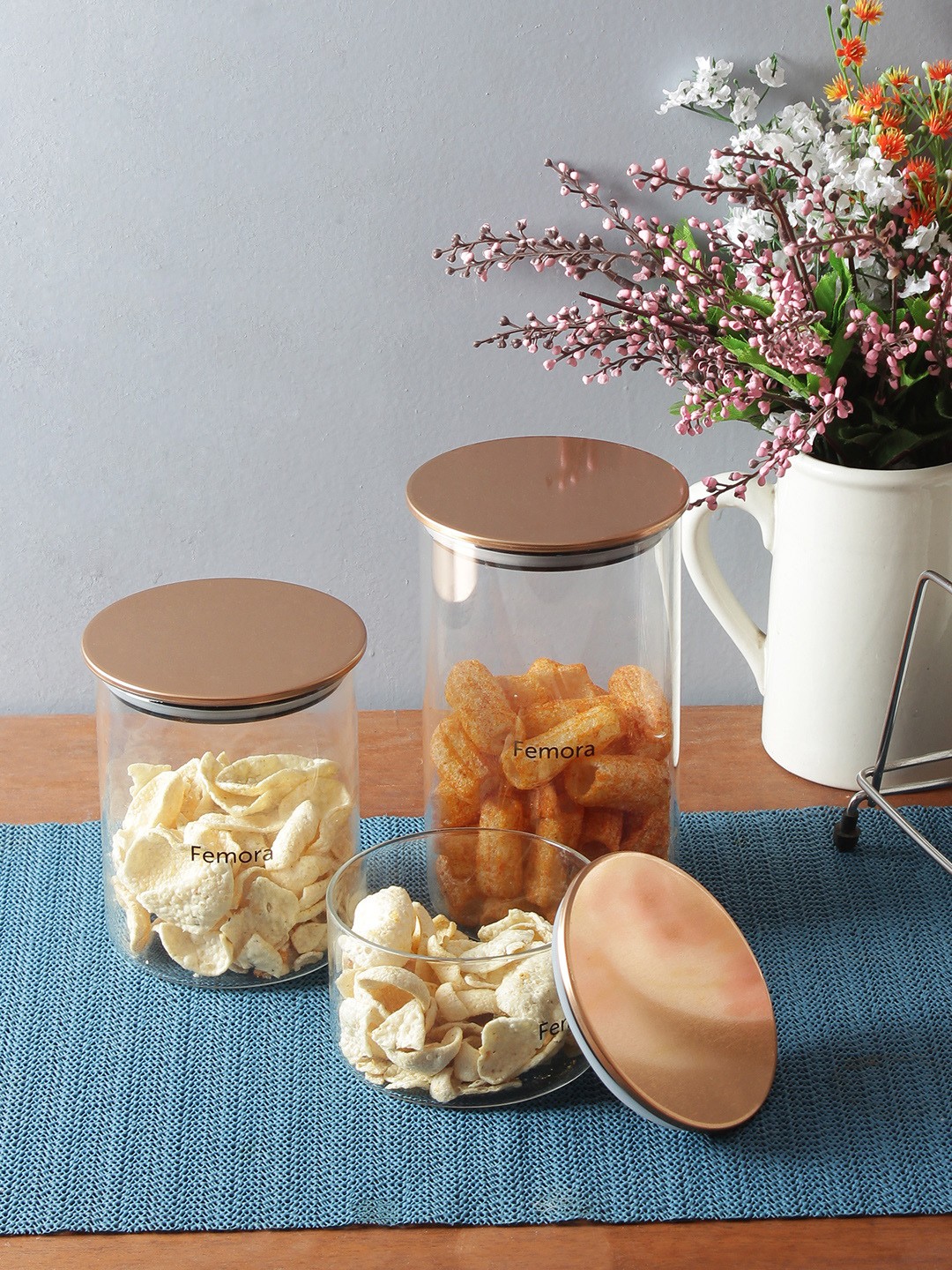 

Femora Set of 3 Transparent Air-Tight Jars